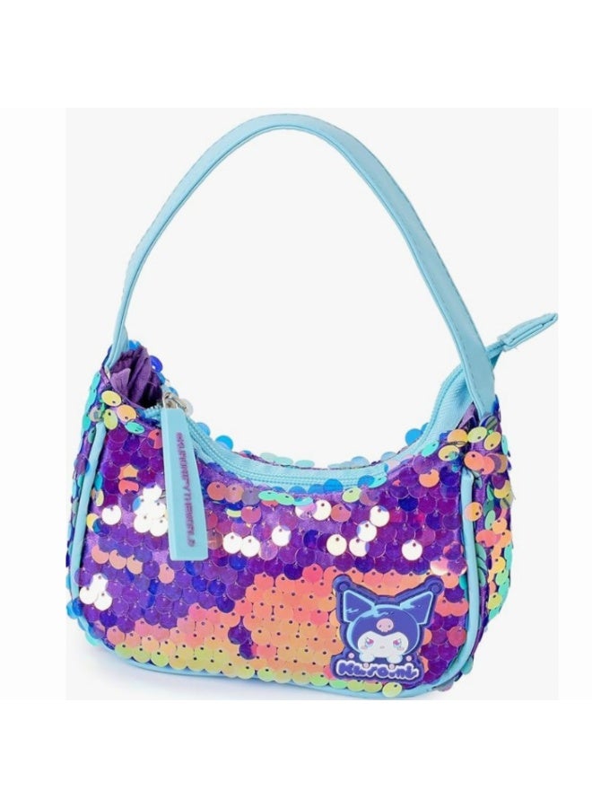 Kuromi Iridescent Sequin Shoulder Bag for Girls – Glitter Mini Handbag with Zipper - Image 5